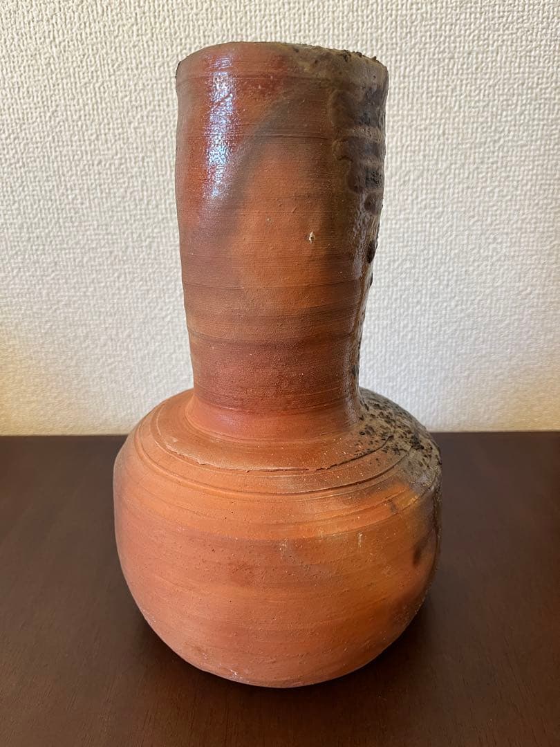 備前焼花瓶　藤原陶村（正義）作