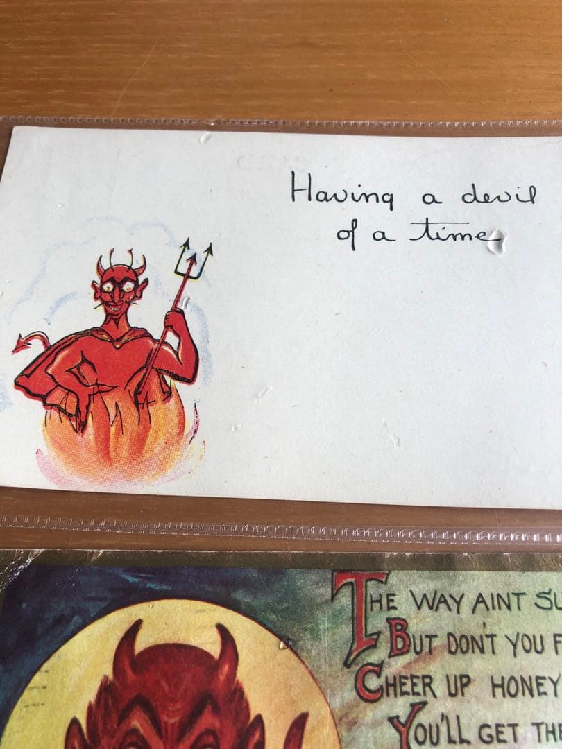 アンティークデビル 悪魔　サタン Devil ポストカード　ミッドセンチュリー