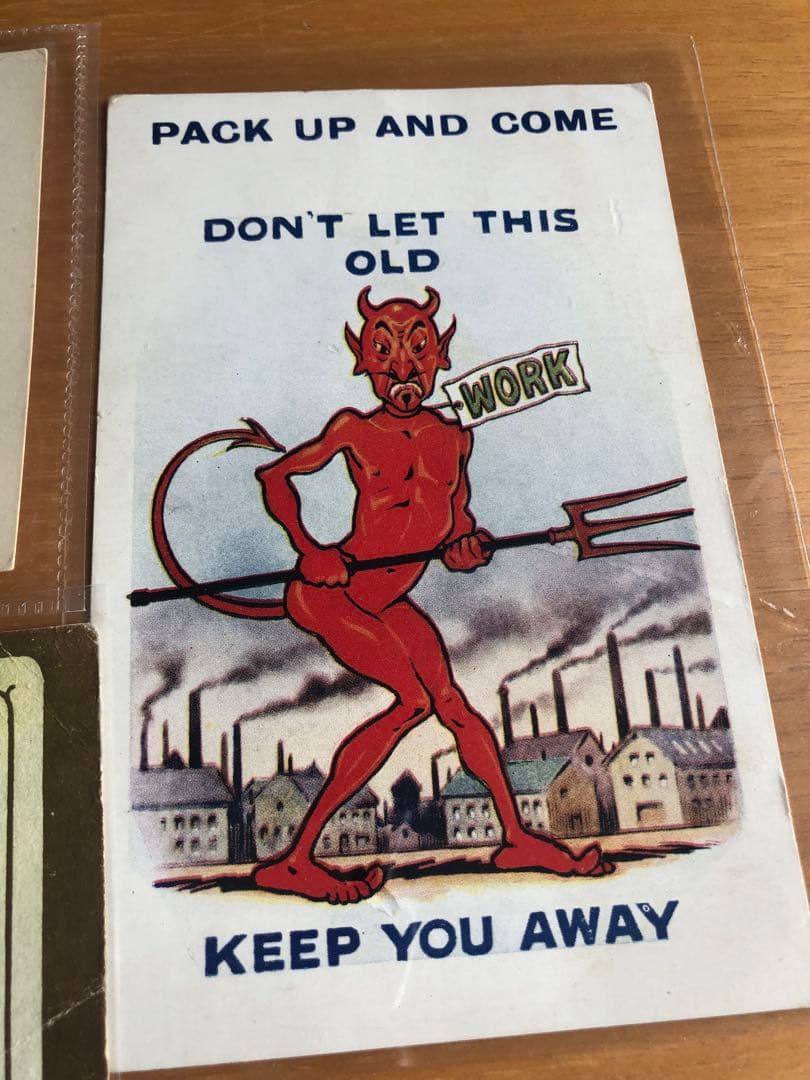 アンティークデビル 悪魔　サタン Devil ポストカード　ミッドセンチュリー