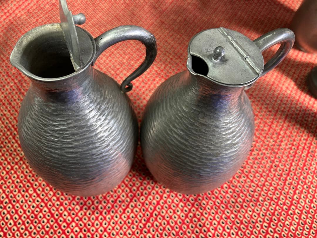 錫などの徳利・酒燗器・一輪挿し　まとめて5点