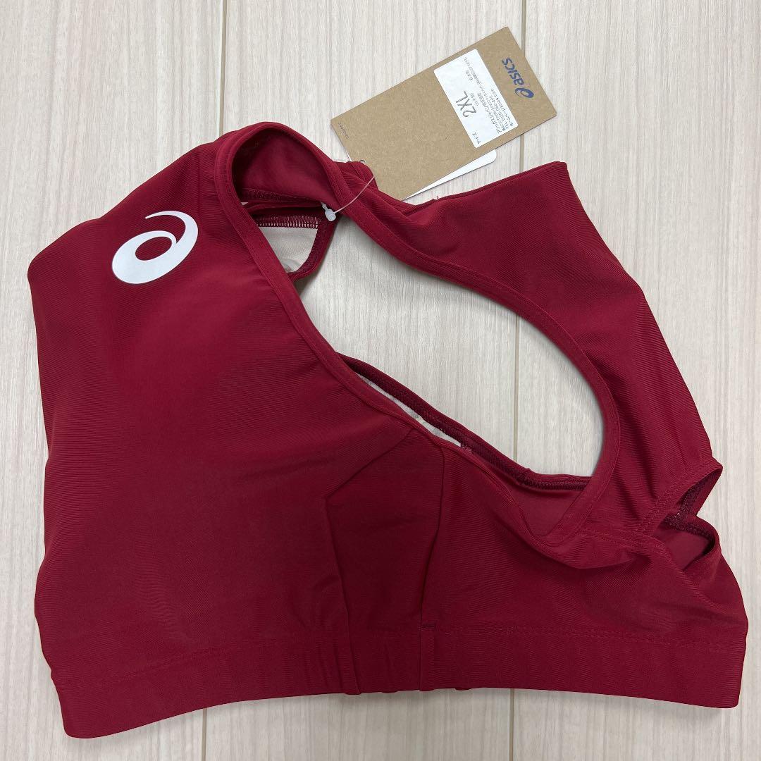 アシックス　女子陸上ユニフォーム上下セット　エンジ×ダークグレー　2XL　新品
