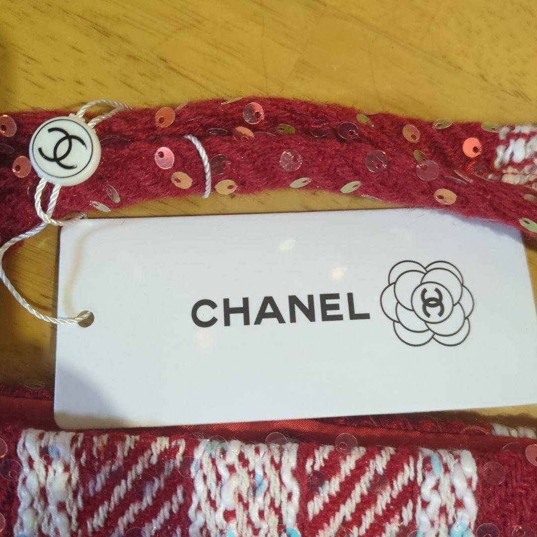 CHANEL スパンコール トートバッグ 赤/白ノベルティ