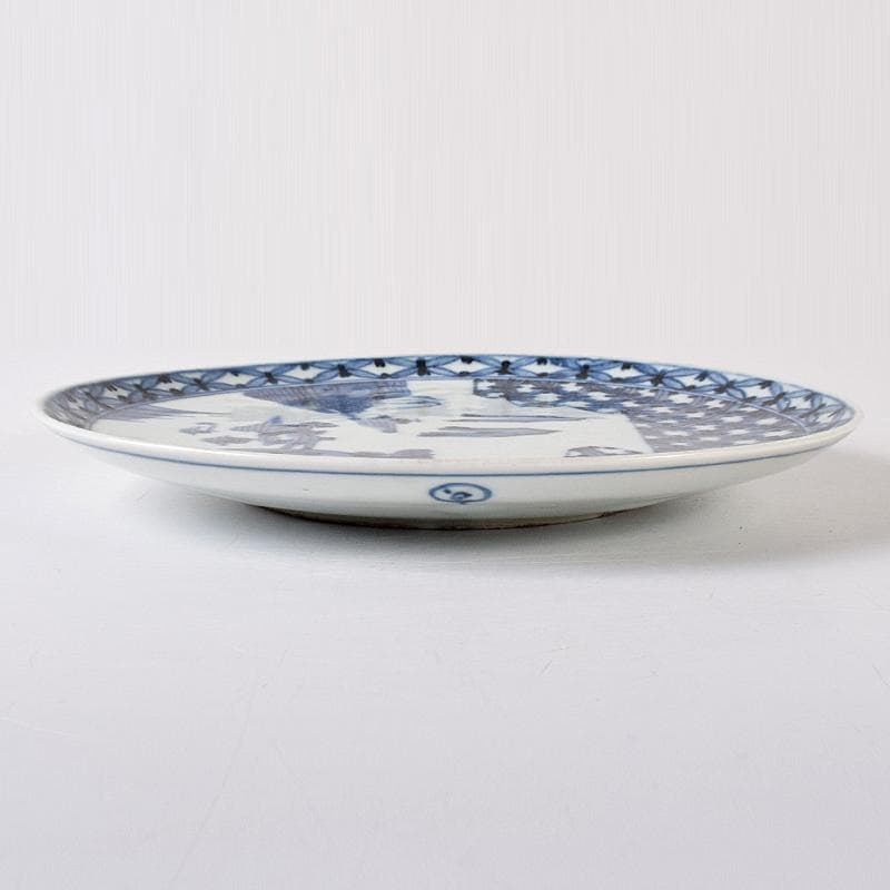古伊万里　初期伊万里　大明成化年製款　染付　山水文　飾皿　時代箱　M　R7968