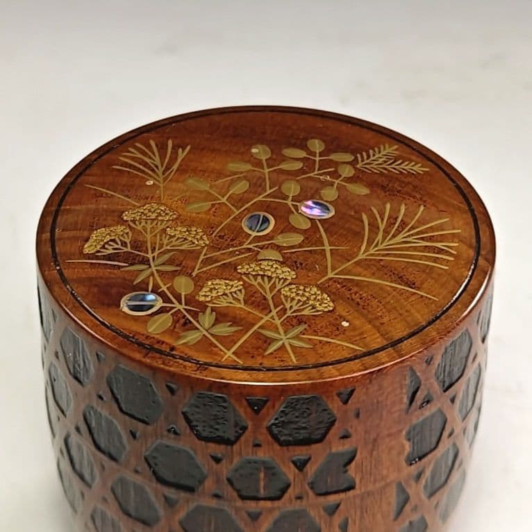 イ972 棗『加賀蒔絵師　和田寿峰』『萩蒔絵　籠目茶器　共箱』漆塗　茶道具