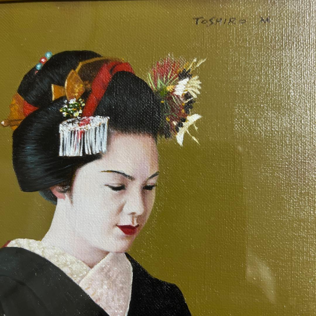 ⭕️油絵　二科会　会員　松井敏郎　画題　[御点前] SM パリ賞受賞　油彩　絵画
