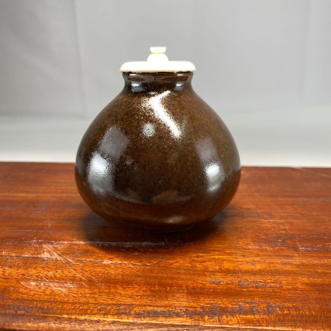 【茶道具】膳所焼茶入（共箱）