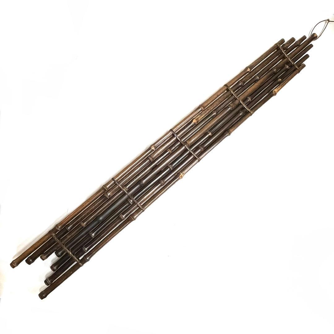 希少・時代物■黒竹　垂撥（すいはつ）7本組・掛け花器・茶道具・竹工芸・インテリア