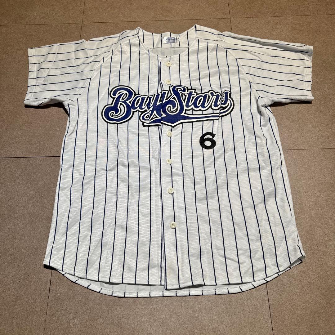横浜ベイスターズ　多村仁志　ユニフォーム　ベースボールシャツ　野球　ストライプ