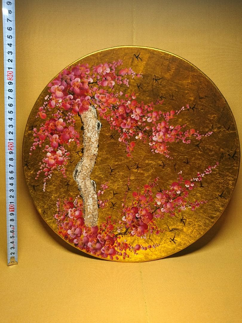 【美品】飾り皿　漆器　アート　彩絵　置物　インテリア　工芸品　美術品　A3087