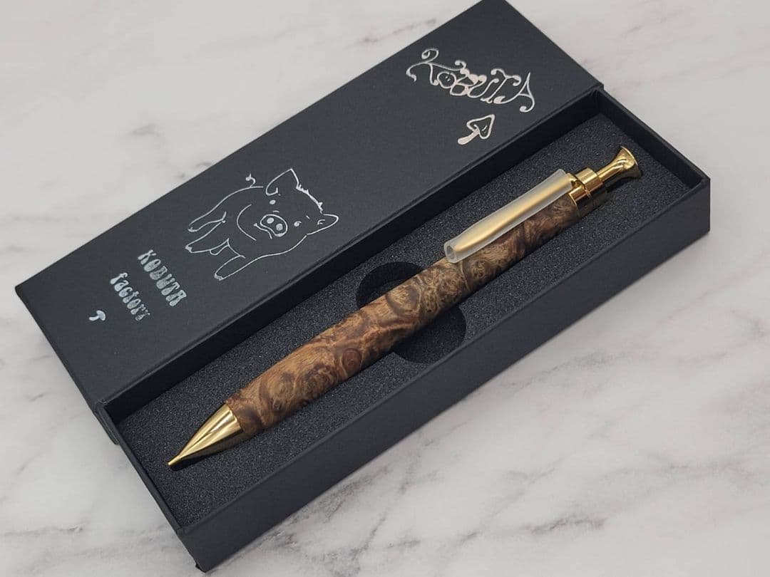 新品　こぶた工房　極上花梨瘤　白瘤+グロテスク　金金具　シャープペンシル0.5