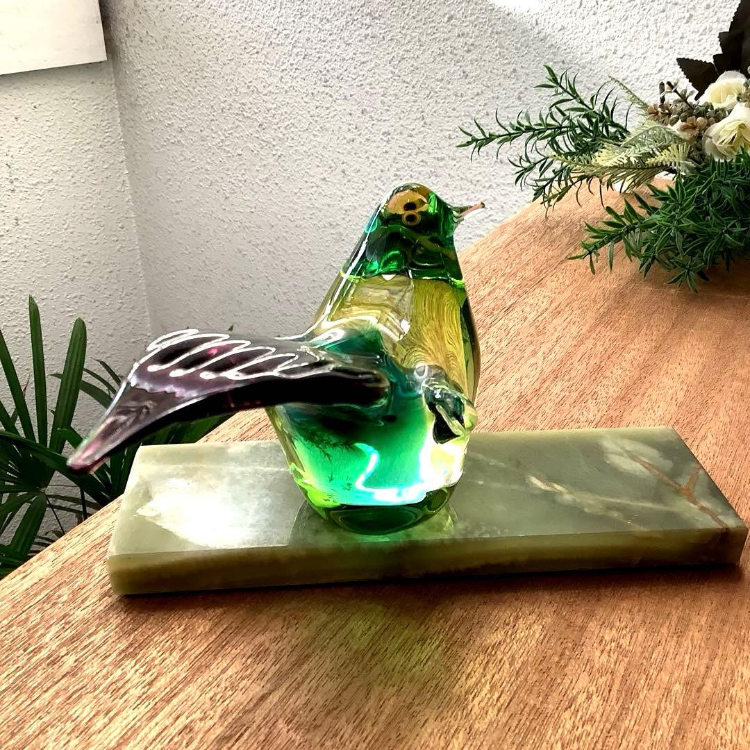 Malti Glass 【Love Birds/ラヴ　バード】台座付　ガラス工芸