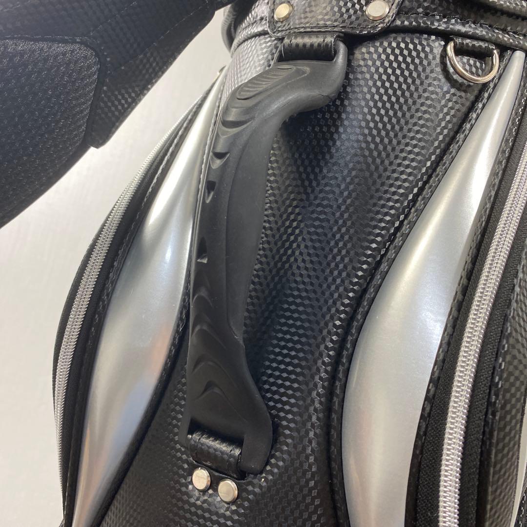 (美品) NEX ゴルフバッグ 合成皮革 黒/銀 中古