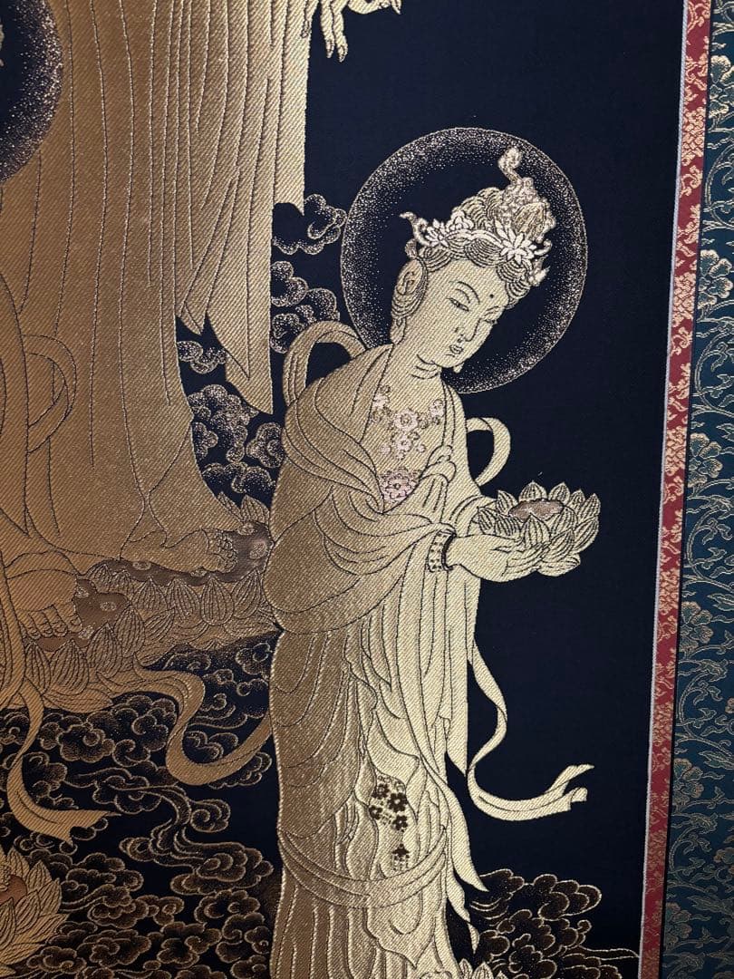 阿弥陀三尊佛　純金　掛軸