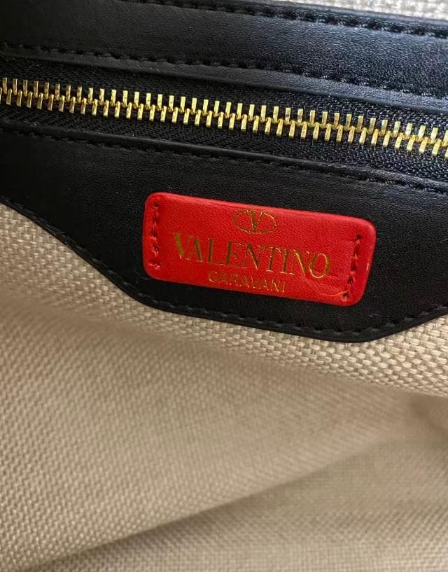 VALENTINO VLTN キャンバストートバッグ ベージュ ブラック