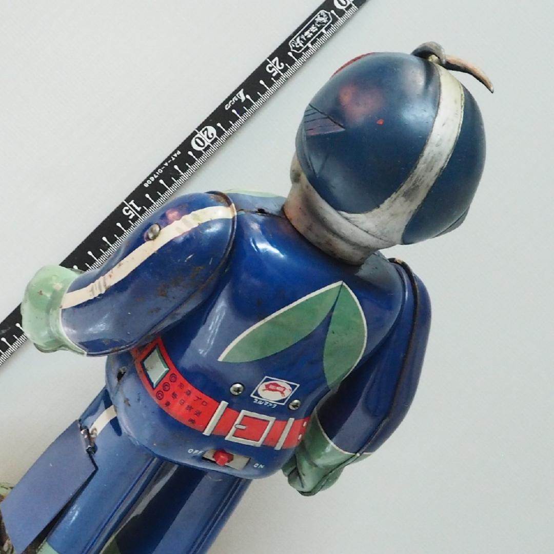 ブルマァク【仮面ライダー電動歩行 錆有 電池蓋リメイク動作不良】ブリキ製 TIN