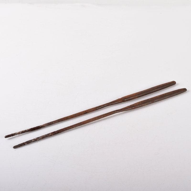 茶道具　鋳物師　金岡宗幸作　古鉄　火箸　共箱　C　R7754