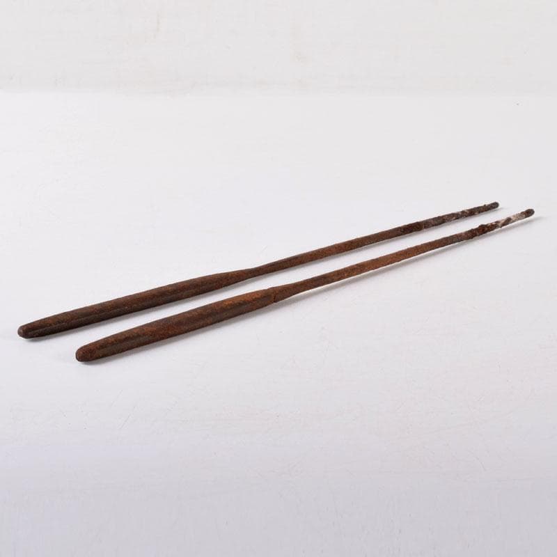 茶道具　鋳物師　金岡宗幸作　古鉄　火箸　共箱　C　R7754