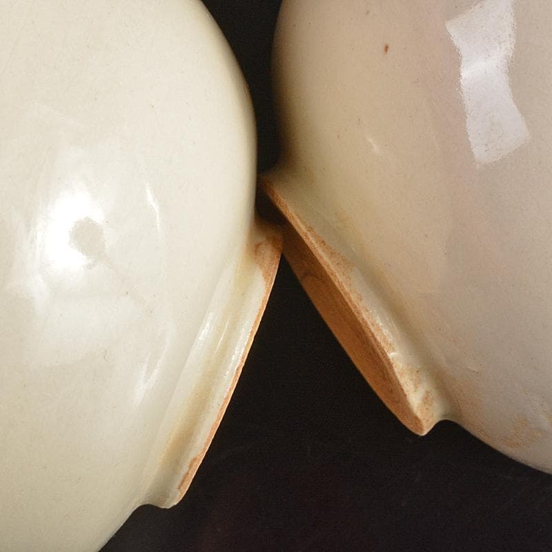中国　定窯　白磁　杯　杯台　一對　在銘　D　7267E