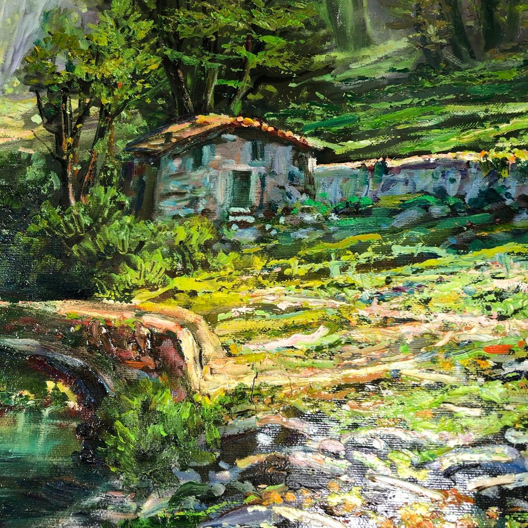 マリオ・ディ・マルティーノ　「古い橋」 油彩画　木枠無し　キャンバスのみ