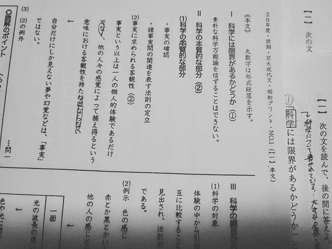 偶数年対応　駿台　松本孝子先生による京大現代文通年板書プリント集　河合塾　鉄緑会
