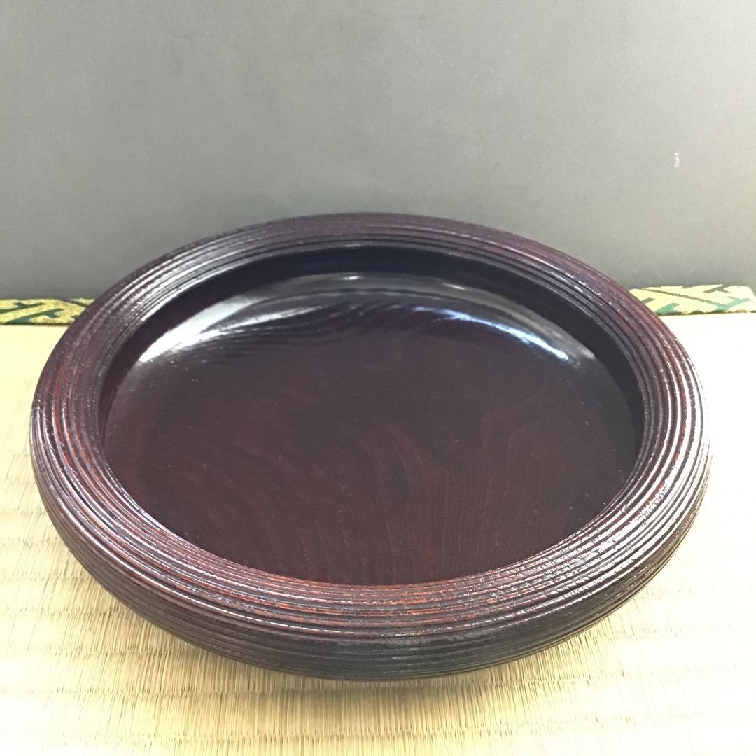 茶道具　樺溜塗糸目菓子器　塗師　堅地屋清兵衛作　堅清印　楽只斎好　共箱　S3KK