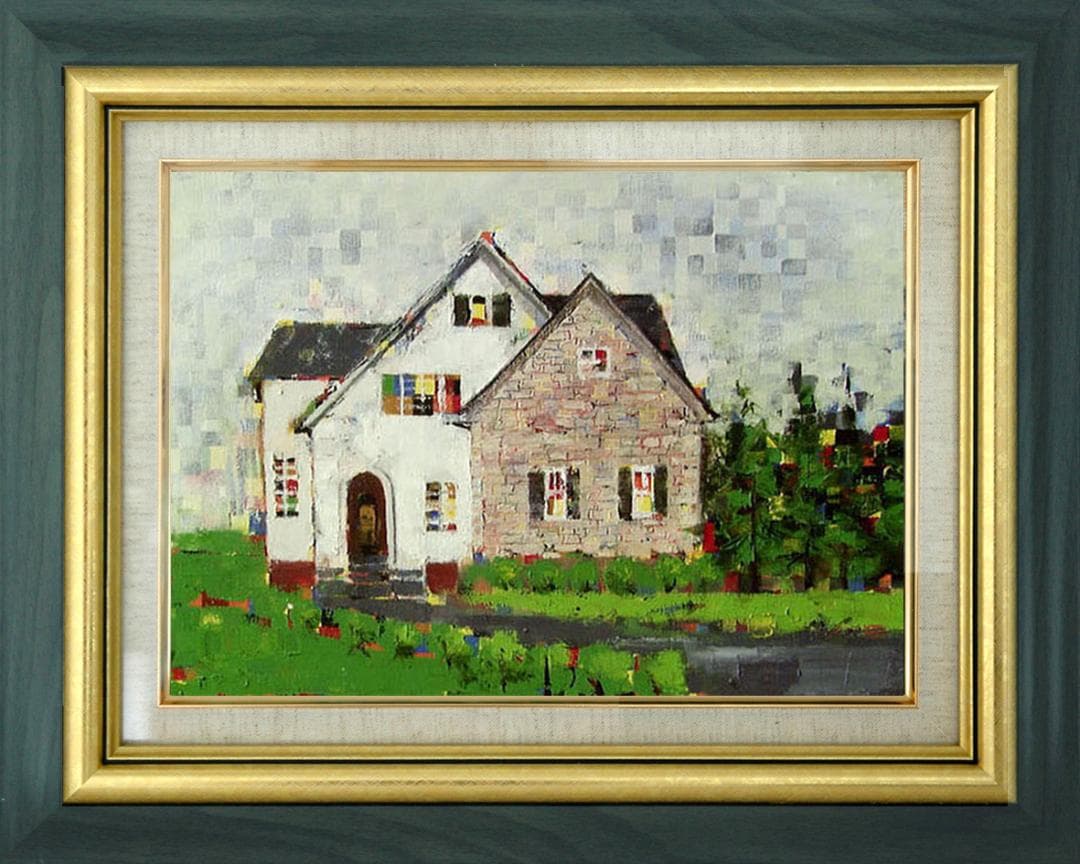 油絵 菅家令子 絵 絵画 インテリア 額付(白) uF6-062303 風景