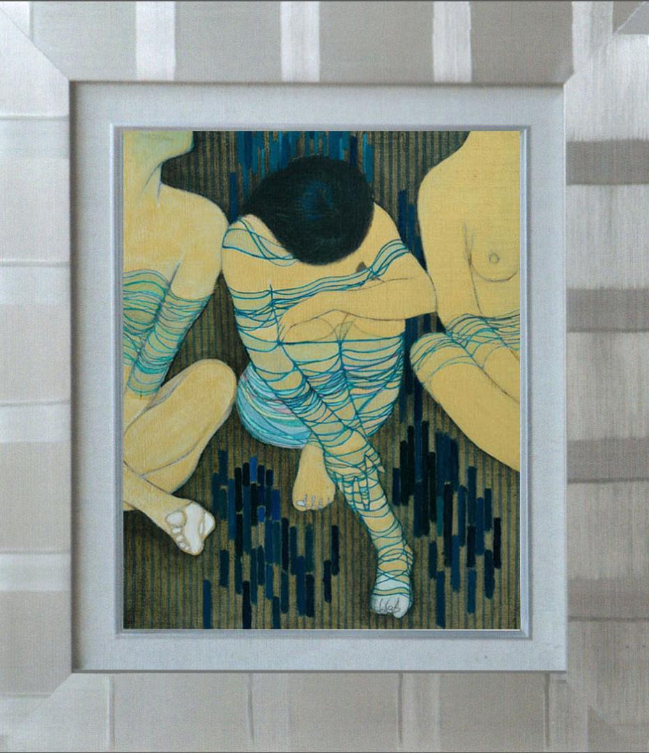 油絵 菅家令子 絵 絵画 インテリア 額付(白) F6-030314 人物 女性