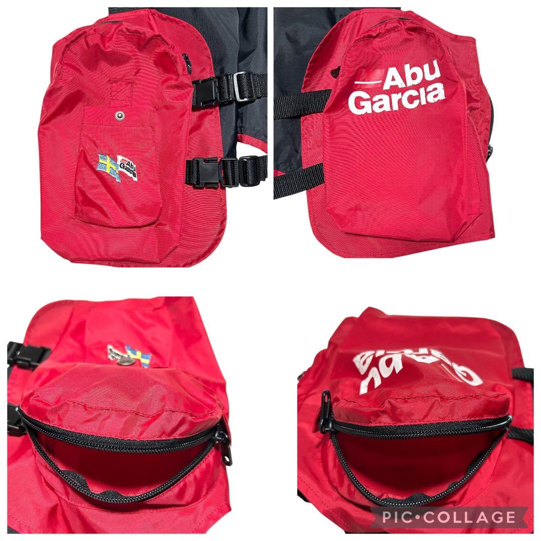 Abu Garcia フィッシングベスト 赤 フリー 旧タグ 多ポケット