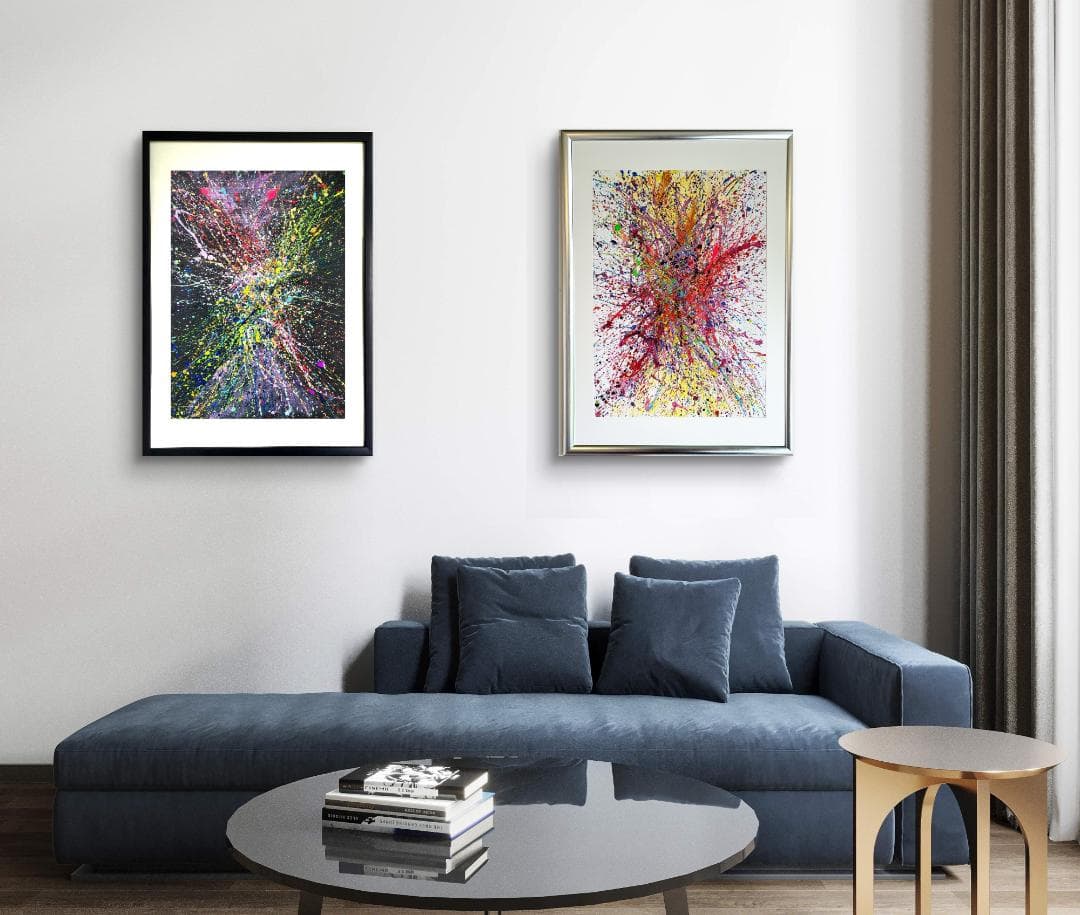 私たちの存在X / 抽象画 77×56㎝ B2 額縁セット 原画1点 モダン