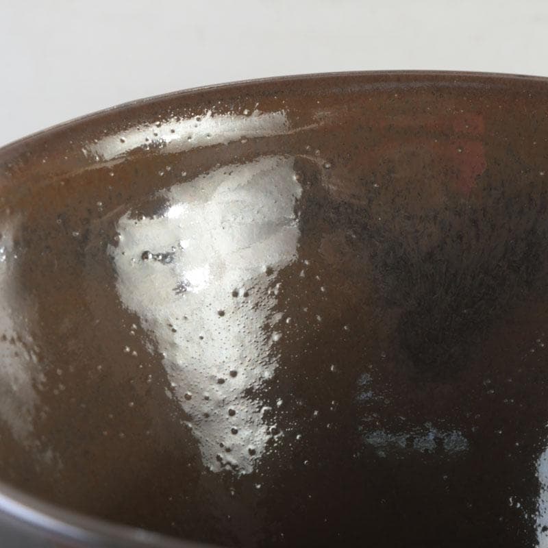 茶道具　桶谷定一作　灰被　天目茶碗　仕覆付　共布共箱　C　9487