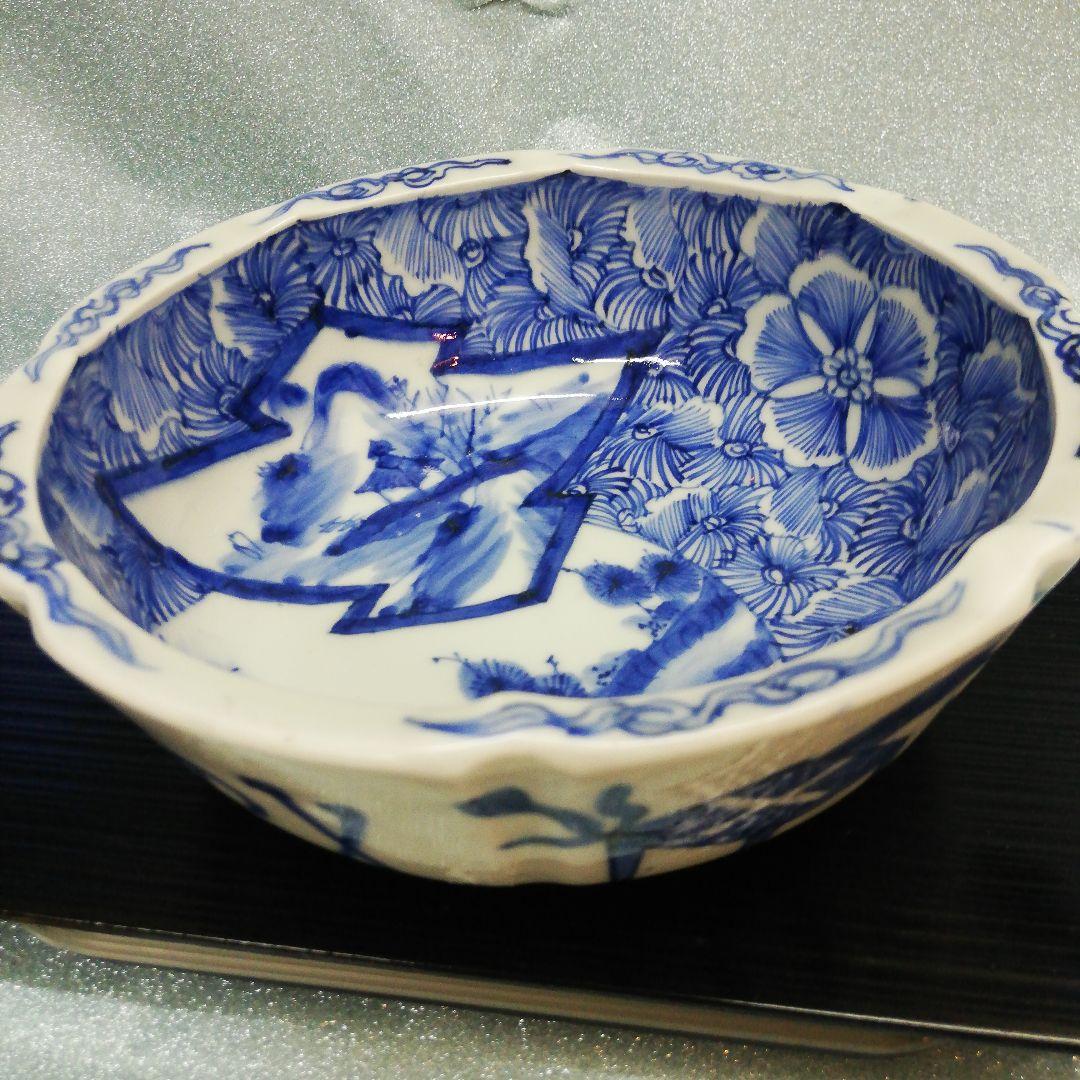 江戸時代中期～後期幕末頃美品信州蔵出三階菱窓絵染付約２０センチサイズ時代陶磁器