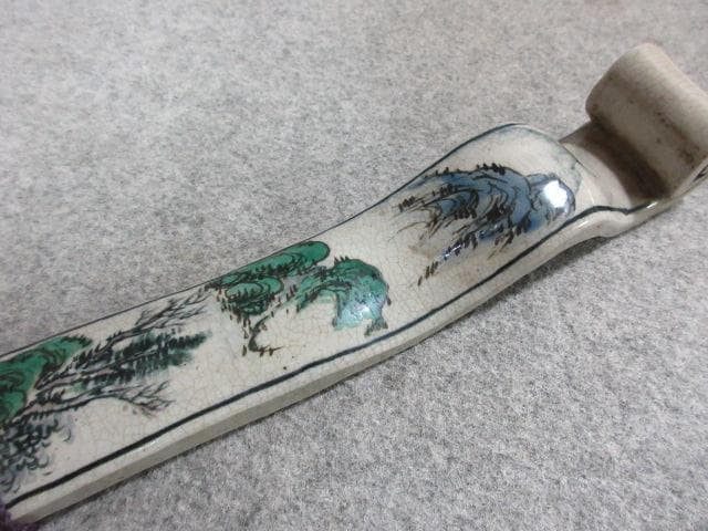 木米作山水図如意共箱 [B24873]