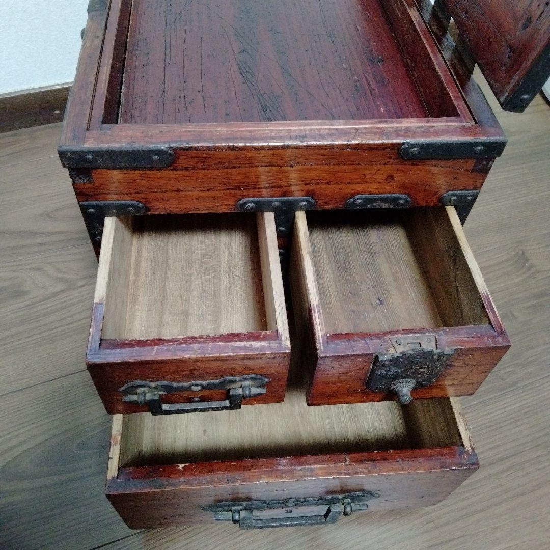 アンティーク手持箪笥 鍵付き、傷み無し