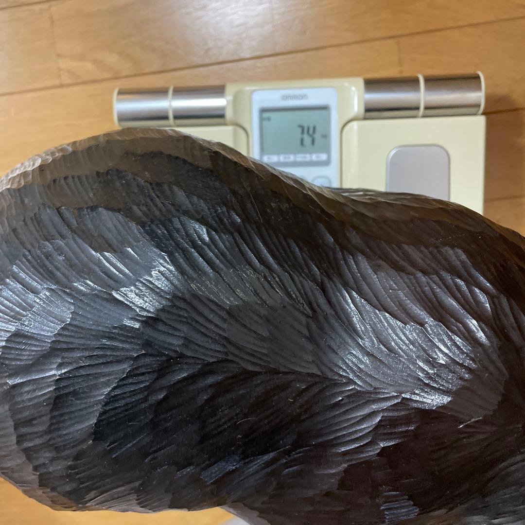 【中古品】熊の木彫り　工芸品民芸品　アンティーク昭和48年1973年贈呈品