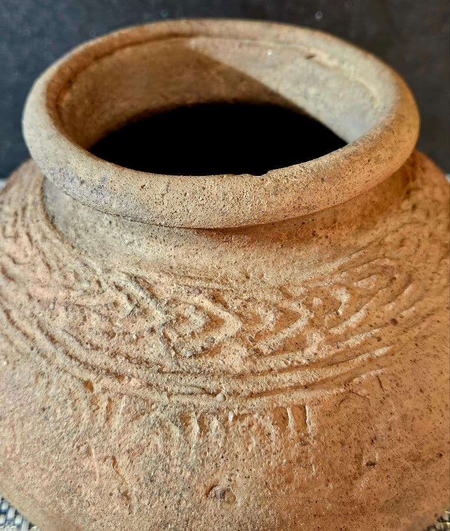 伝】古代土器　南米　古代ペルー　 古代インカ　幾何学文様　陶質土器　壺　甕