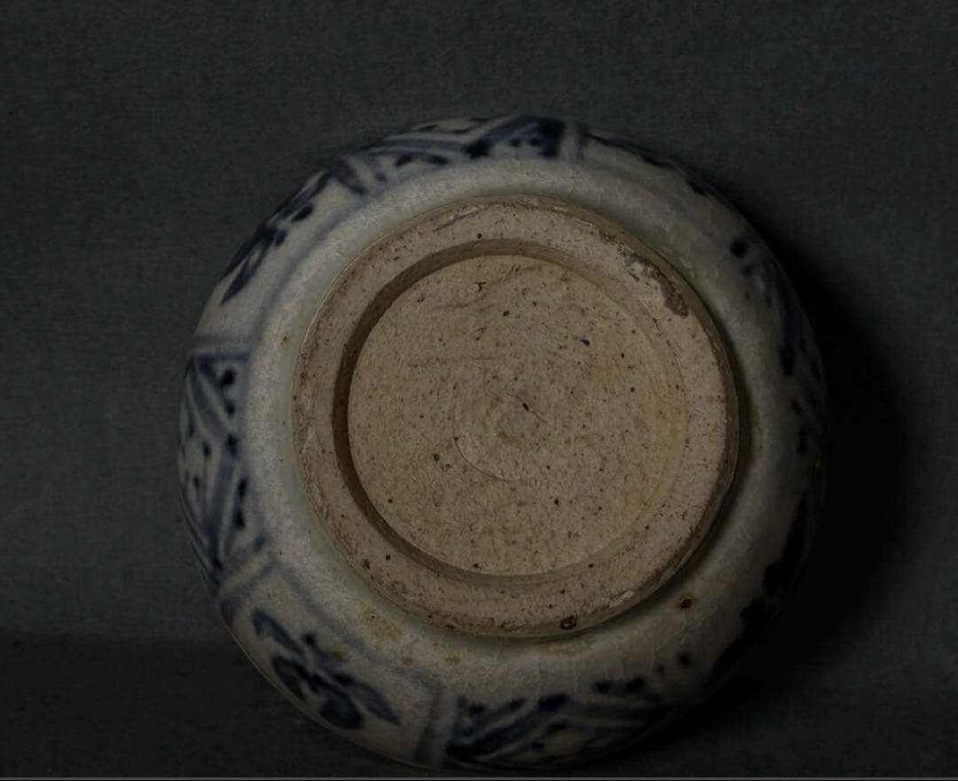 安南古染付/香合 蓋物 茶道具 アンティーク/東アジア骨董