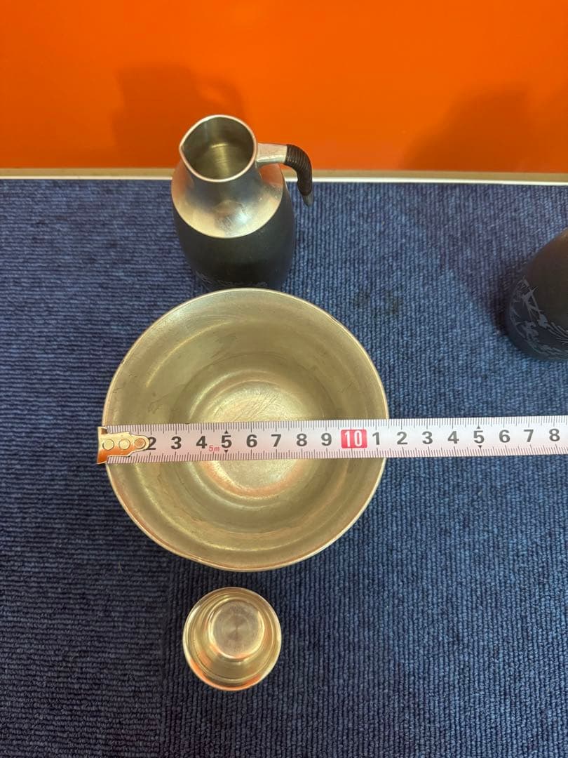 1854  本錫　酒器セット　徳利2客　猪口5客　ボウル1客