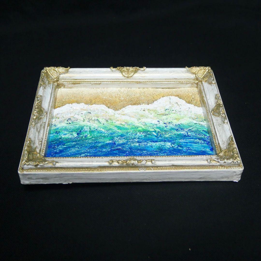 油絵 油彩 油彩画 絵 絵画 キャンバスパネル ミニ絵画【砂浜の海】