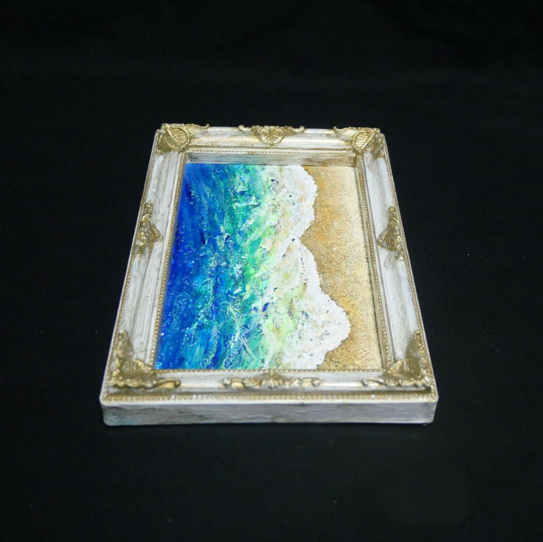 油絵 油彩 油彩画 絵 絵画 キャンバスパネル ミニ絵画【砂浜の海】