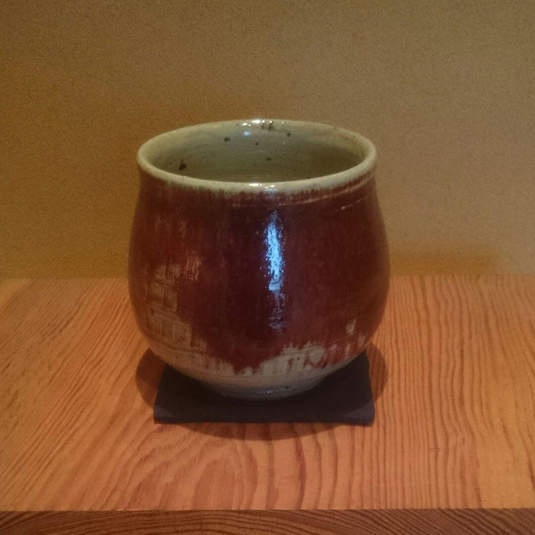【初期作】河井寛次郎 紅碗(共箱)
