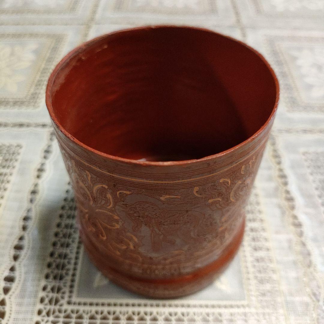 茶道具　朱漆　蒟醤（キンマ）　ミャンマー漆器　ビルマ　籃胎漆器　香合　棗