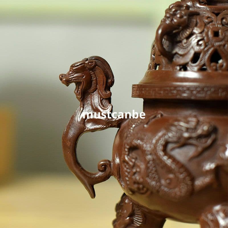 銅製 香炉 二龍炉 香薫炉 塔香炉 香道具 茶室 工芸品 置物