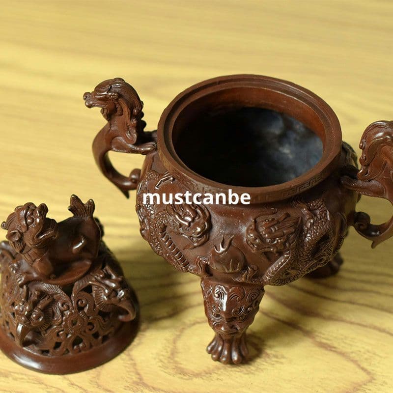 銅製 香炉 二龍炉 香薫炉 塔香炉 香道具 茶室 工芸品 置物