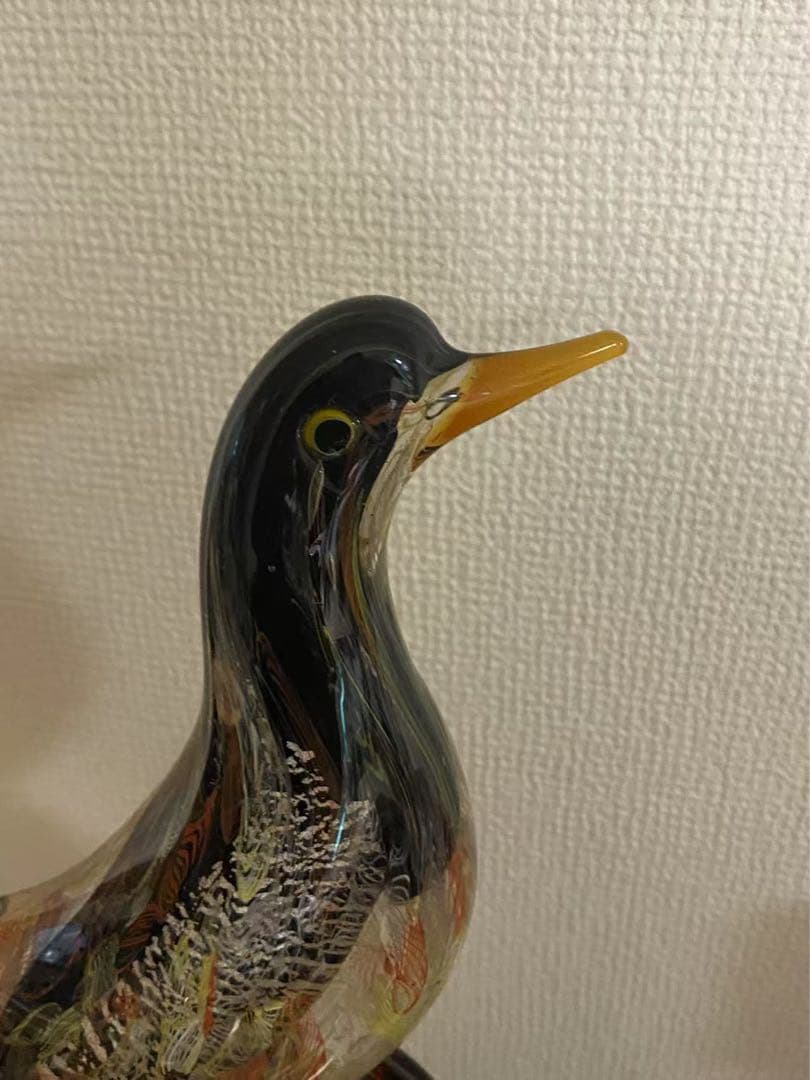 高級希少 ガラス 鳥 置物