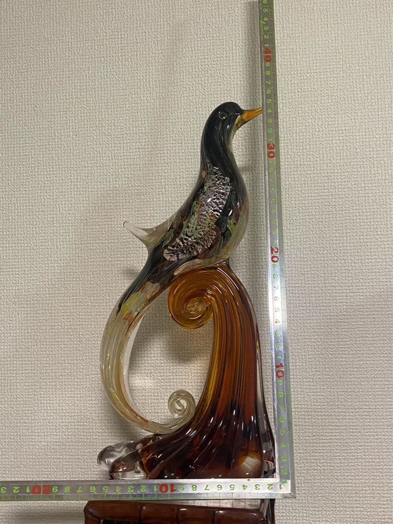 高級希少 ガラス 鳥 置物