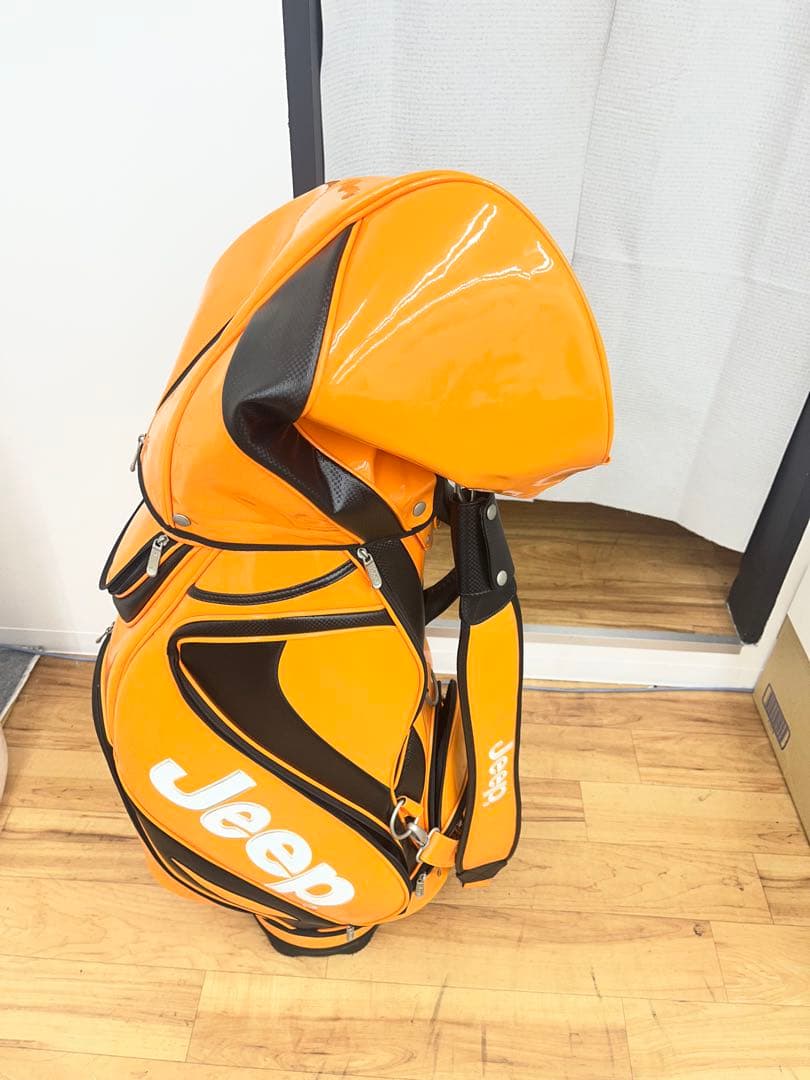 非売品 Jeep ジープ キャディバッグ エナメル オレンジ ゴルフ　車　自動車