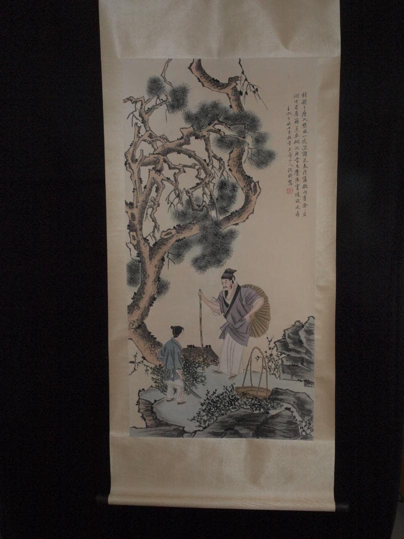 掛け軸　中国清時代人物図　肉筆掛け軸　激安骨董品 古美術 AK2189A9-2