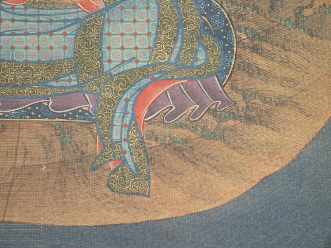 明時代 肉筆保證　掛け軸　捲り 古董品古美術 BD823C11-4