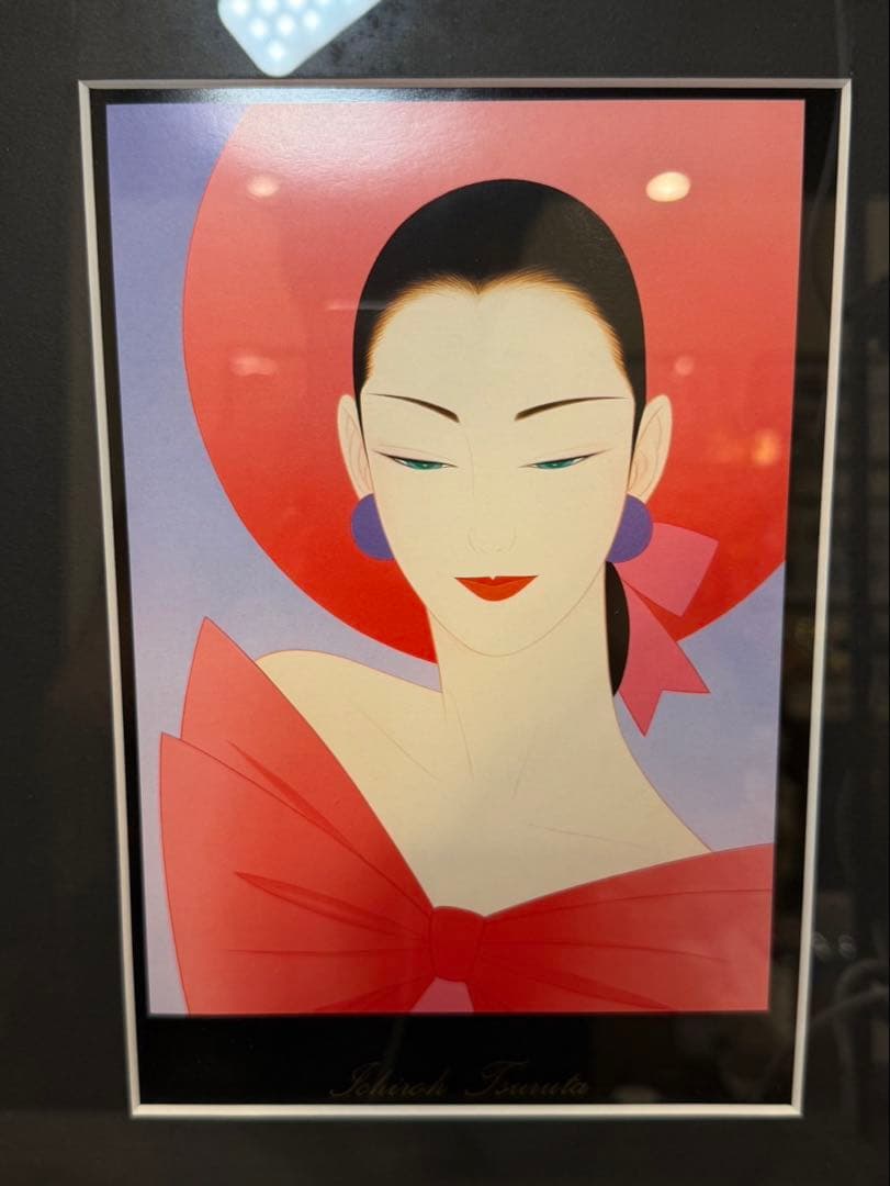 【送料込み】希少★鶴田一郎　美人画2点　絵画　日本女性　複製画　1954年