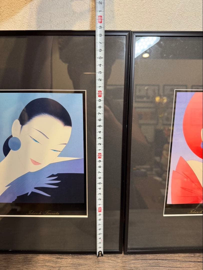 【送料込み】希少★鶴田一郎　美人画2点　絵画　日本女性　複製画　1954年